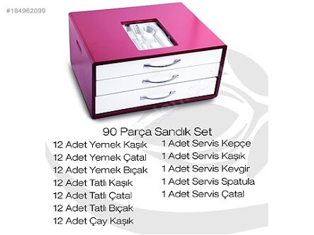 ELİT 90 PARÇA AHŞAP SANDIK SET